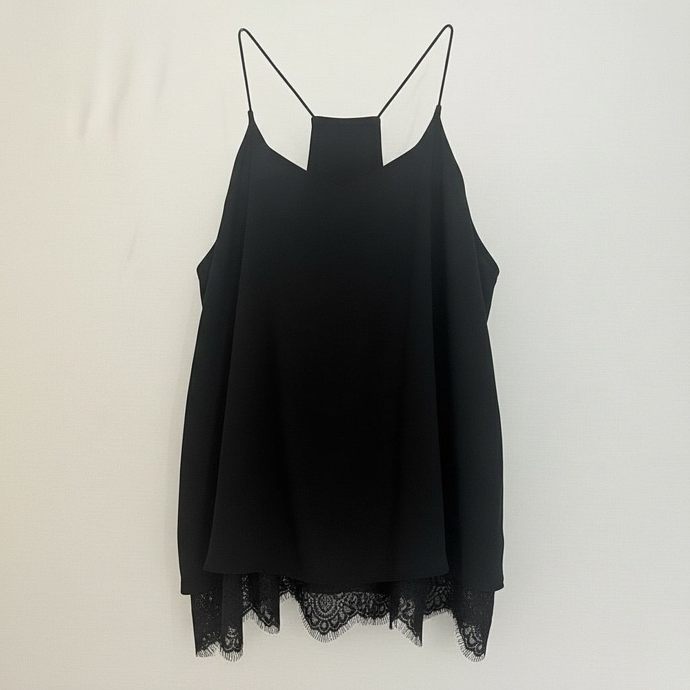 Sweet Journey Women M Black Tank Top With Lace Trim Goth Whimsygoth Feminine
